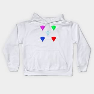 Gemstone Set.  Ruby, Emerald, Sapphire, Amethyst and Diamond. (White) Kids Hoodie